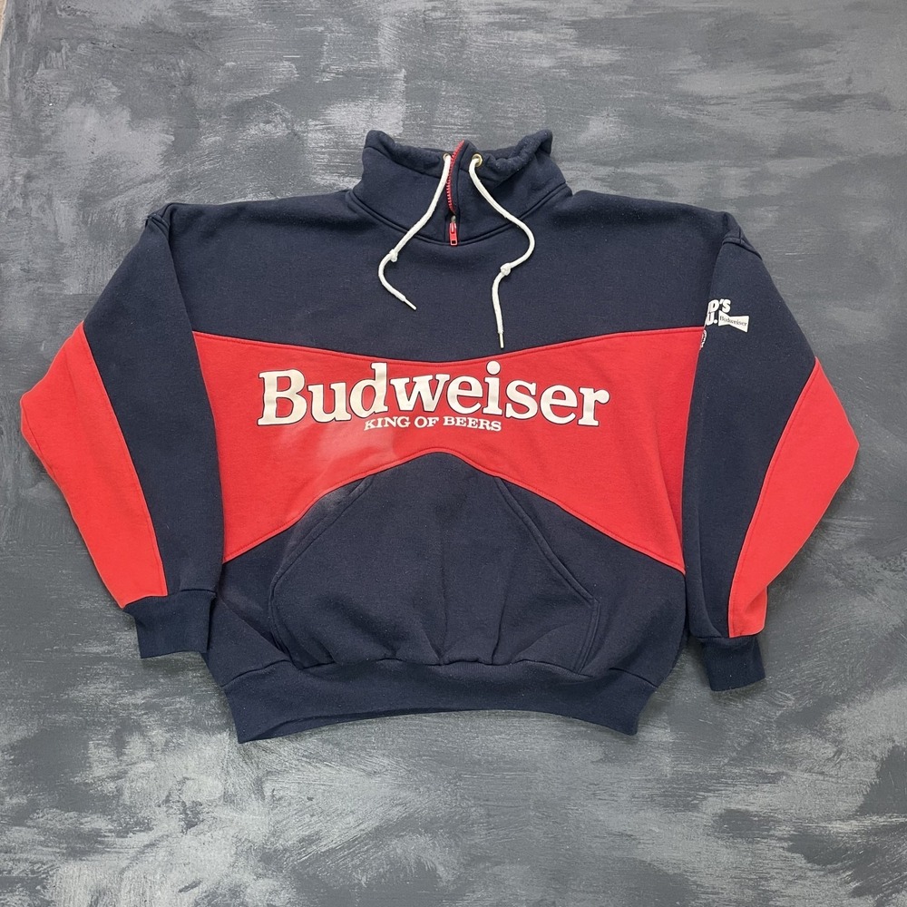 Vintage Budweiser king of beers sweatshirt mens XL Blue 1990s high neck